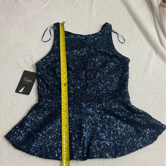 NWT Trafaluc Zara blue peplum sequin top size large - Picture 7 of 9